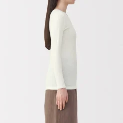 T‐shirt manches longues col rond en coton chaud pour femme