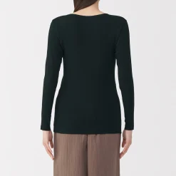 T‐shirt manches longues col rond en coton chaud pour femme