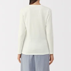 T‐shirt manches longues col rond en coton épais et chaud pour femme