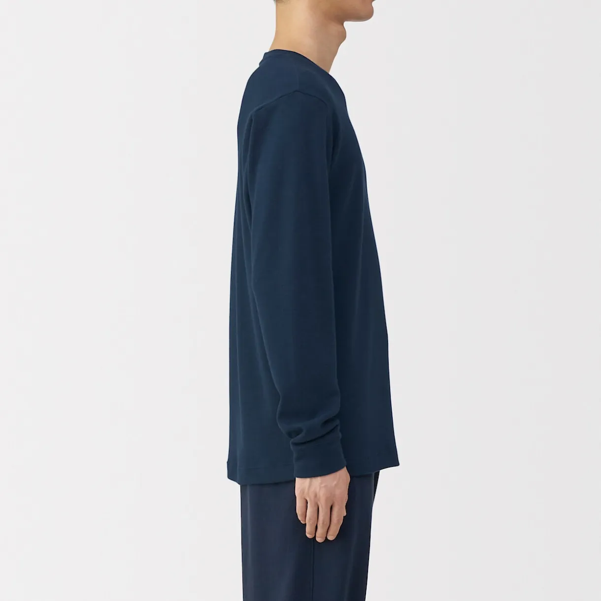 T‐shirt manches longues col rond en coton et laine chauds pour homme