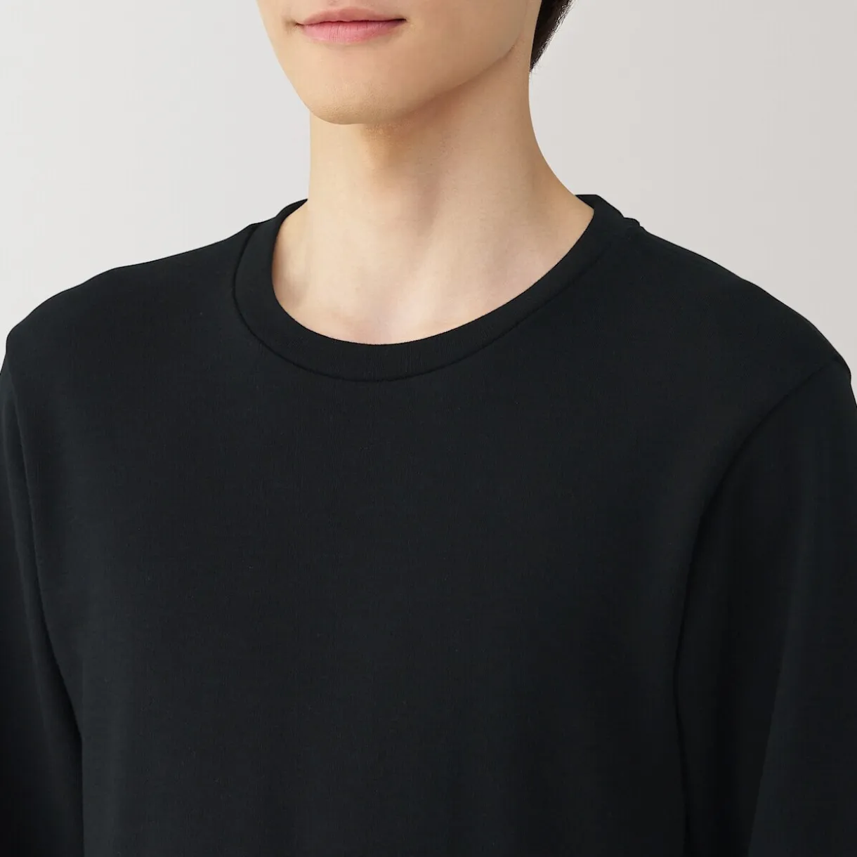 T‐shirt manches longues col rond en coton et laine chauds pour homme