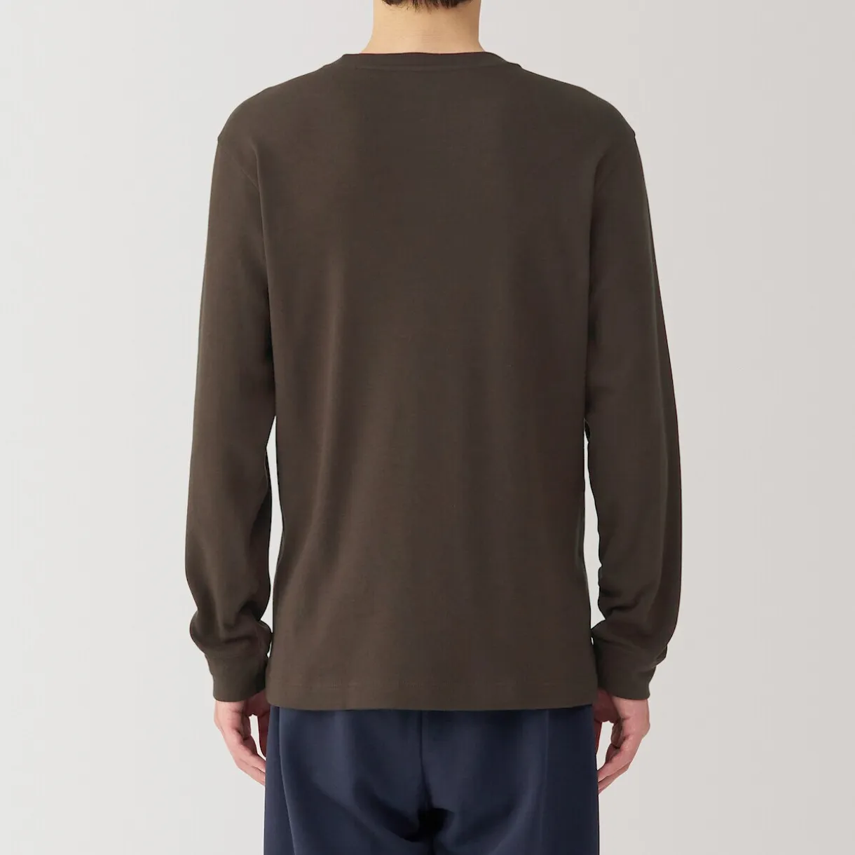 T‐shirt manches longues col rond en coton et laine chauds pour homme