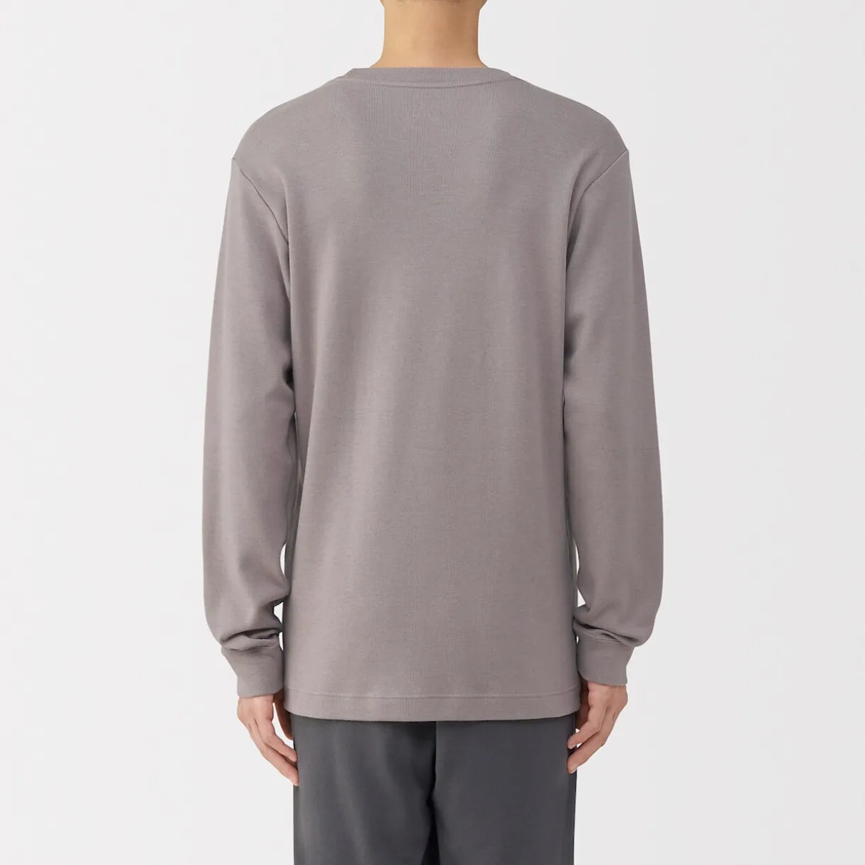 T‐shirt manches longues col rond en coton et laine chauds pour homme