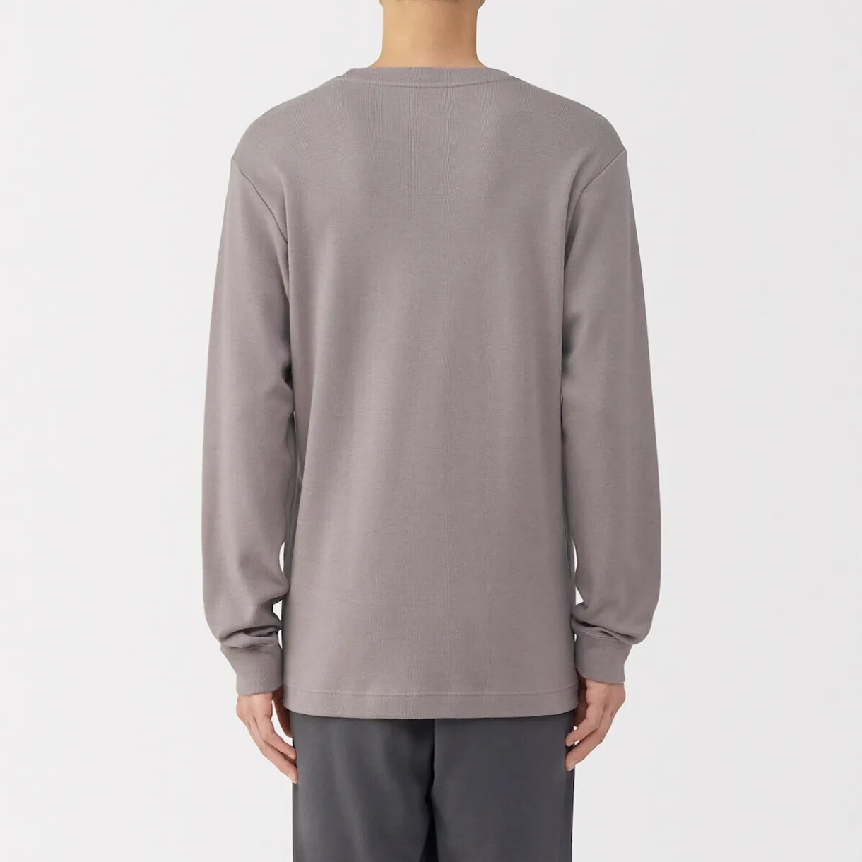 T‐shirt manches longues col rond en coton et laine chauds pour homme