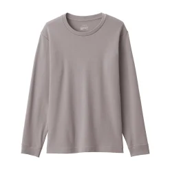 T‐shirt manches longues col rond en coton et laine chauds pour homme