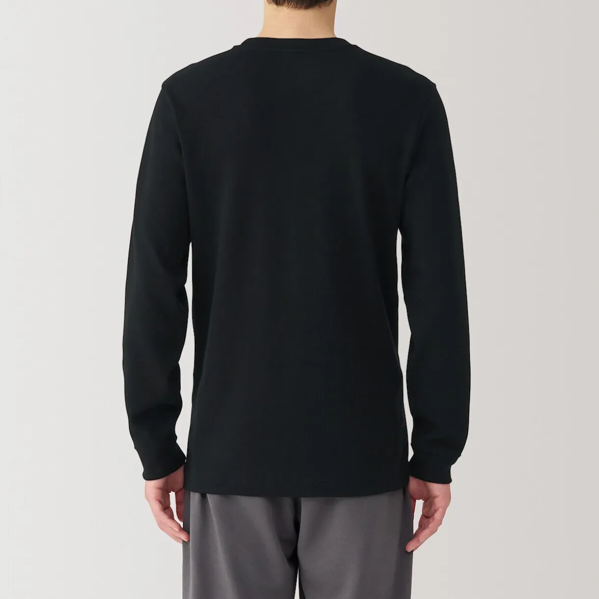 T‐shirt manches longues col rond en coton et laine chauds pour homme