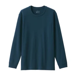 T‐shirt manches longues col rond en coton et laine chauds pour homme