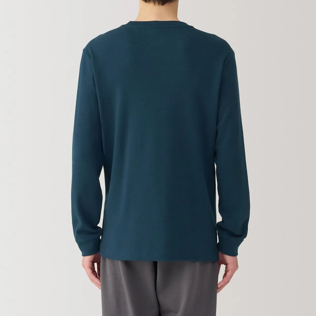 T‐shirt manches longues col rond en coton et laine chauds pour homme