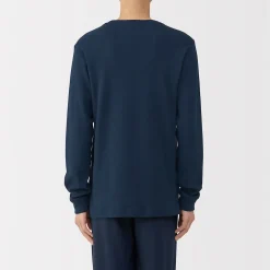 T‐shirt manches longues col rond en coton et laine chauds pour homme