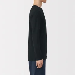 T‐shirt manches longues col crew en coton chaud pour homme