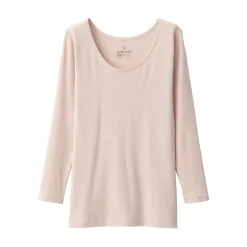 T‐shirt manches longues col U en coton chaud pour femme