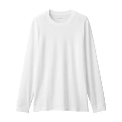 T‐shirt manches longues col U en coton épais et chaud pour homme