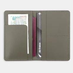 Étui de passeport en cuir recyclé - Kaki