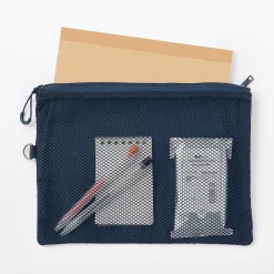 Étui en polyester à double fermeture éclair L