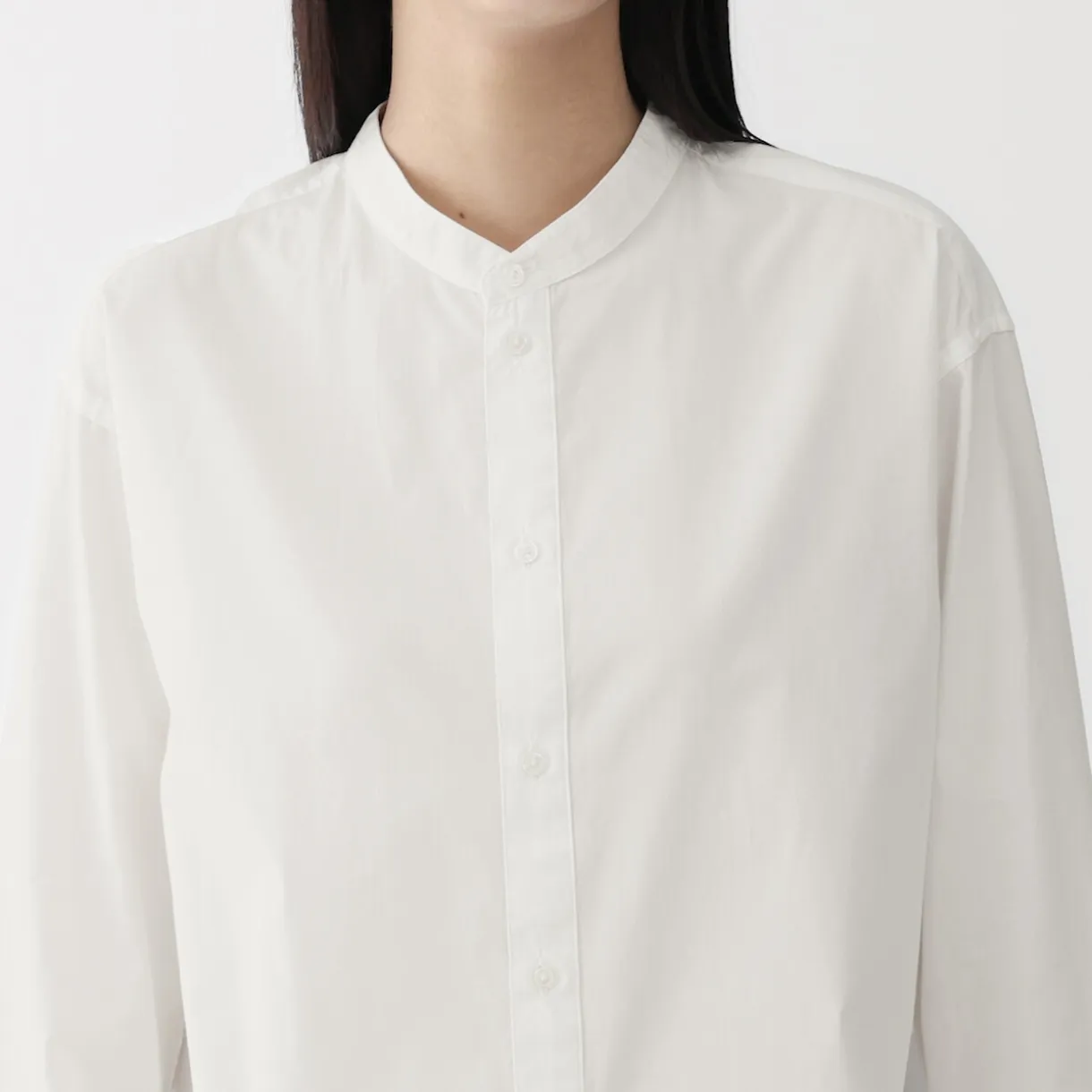 Tunique à col montant en popeline de coton biologique pour femme