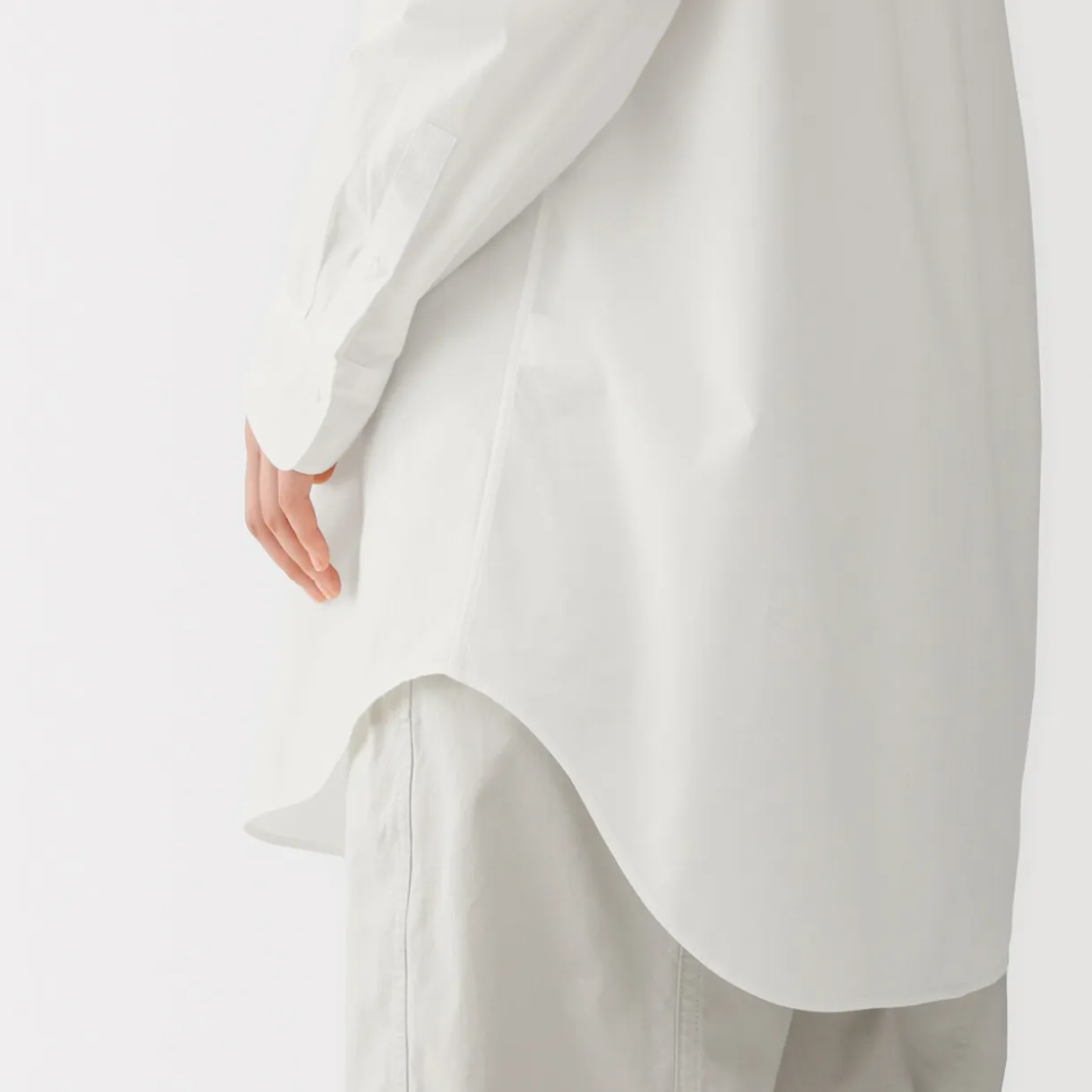 Tunique à col montant en popeline de coton biologique pour femme