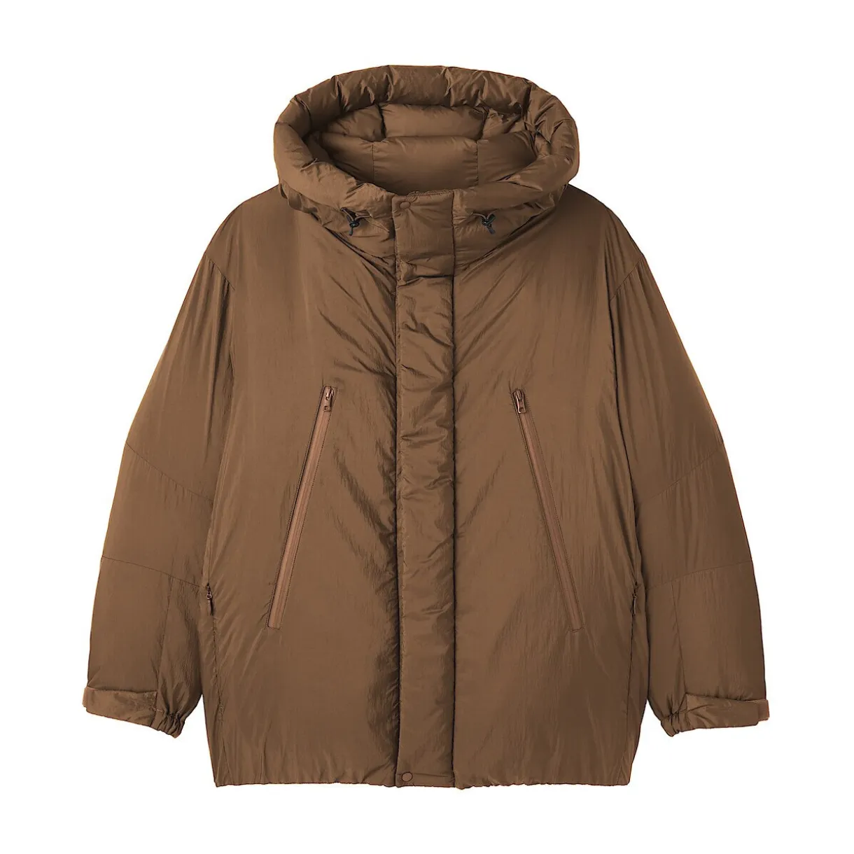 Veste à capuche en duvet pour homme – Marron moka