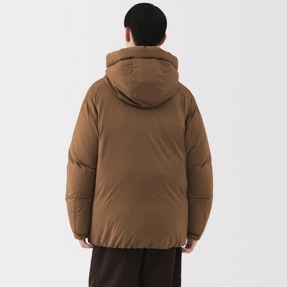 Veste à capuche en duvet pour homme – Marron moka