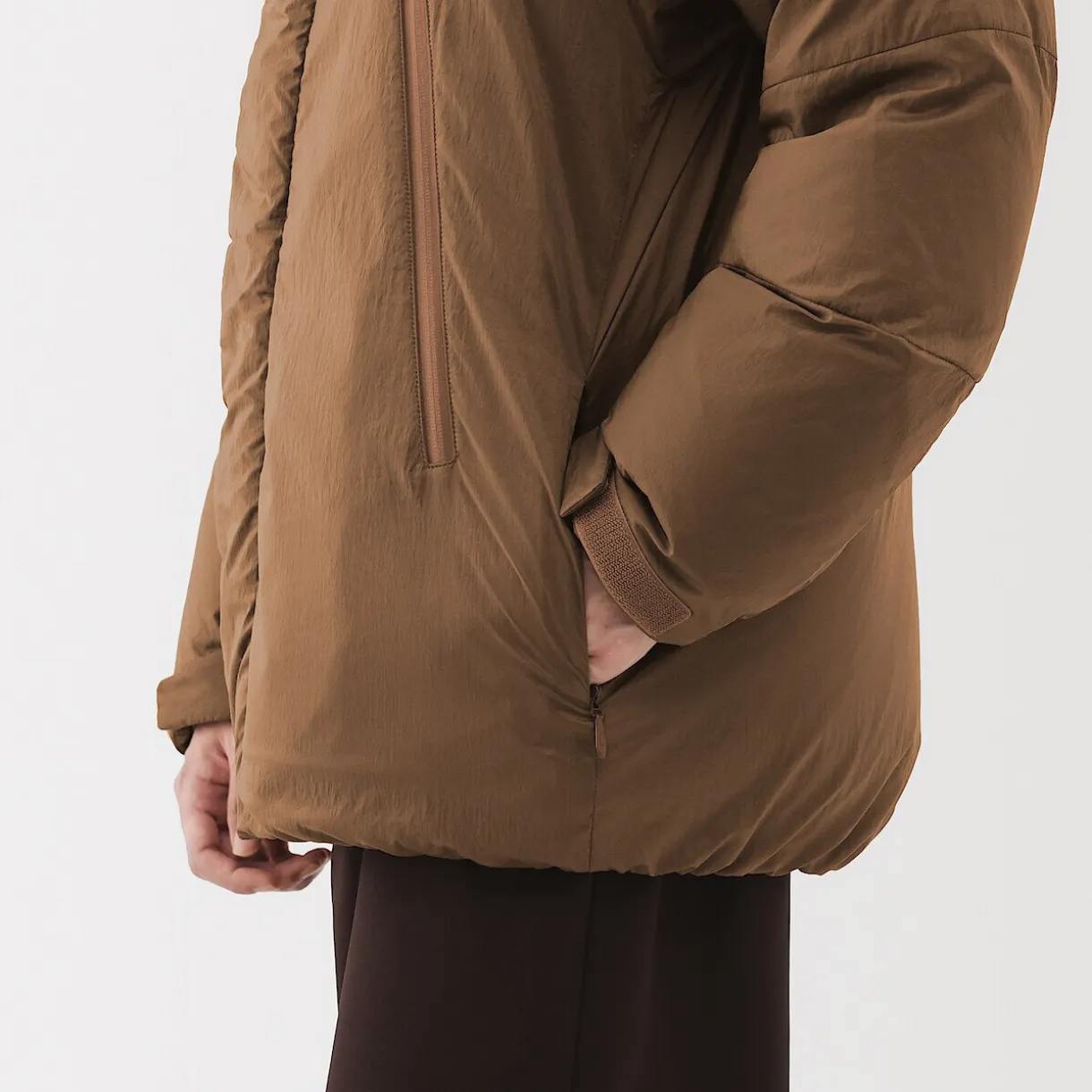 Veste à capuche en duvet pour homme – Marron moka