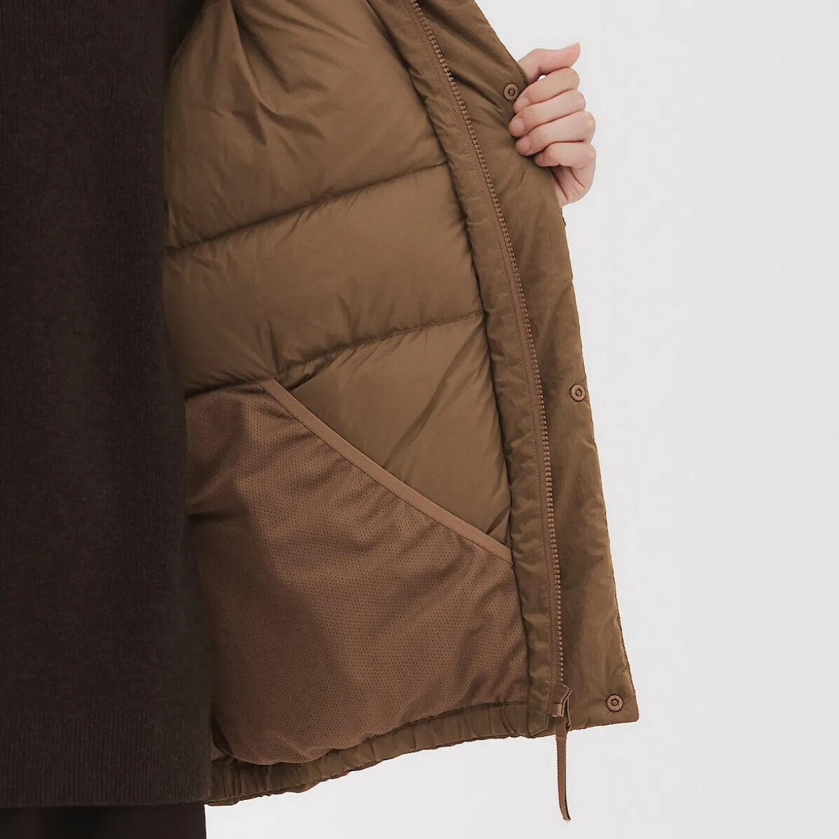 Veste à capuche en duvet pour homme – Marron moka