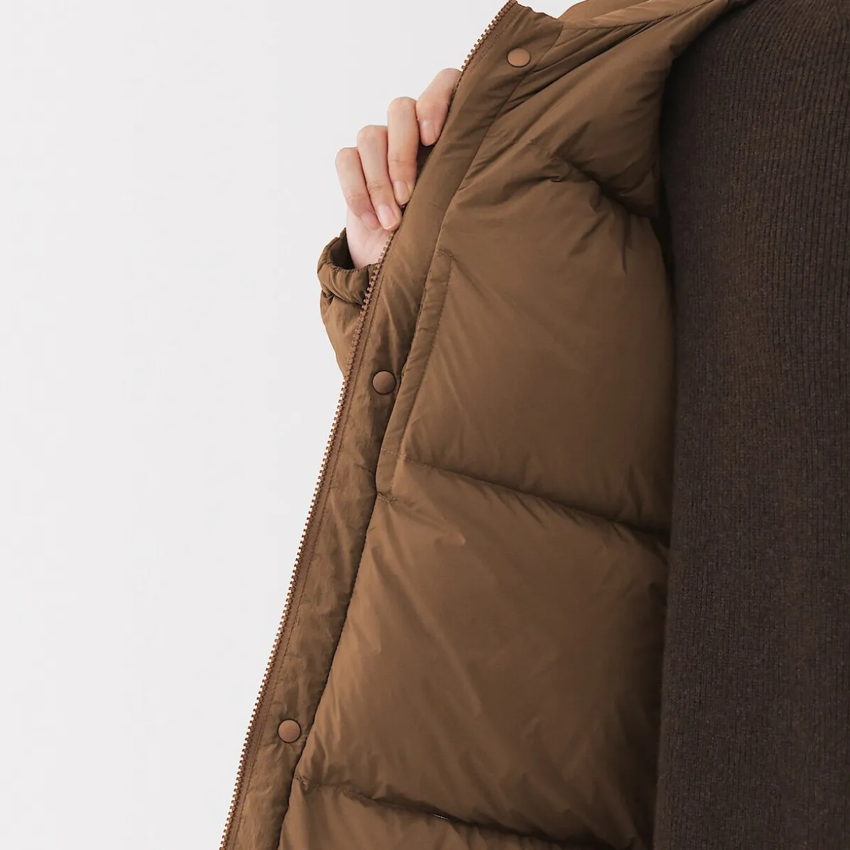 Veste à capuche en duvet pour homme – Marron moka