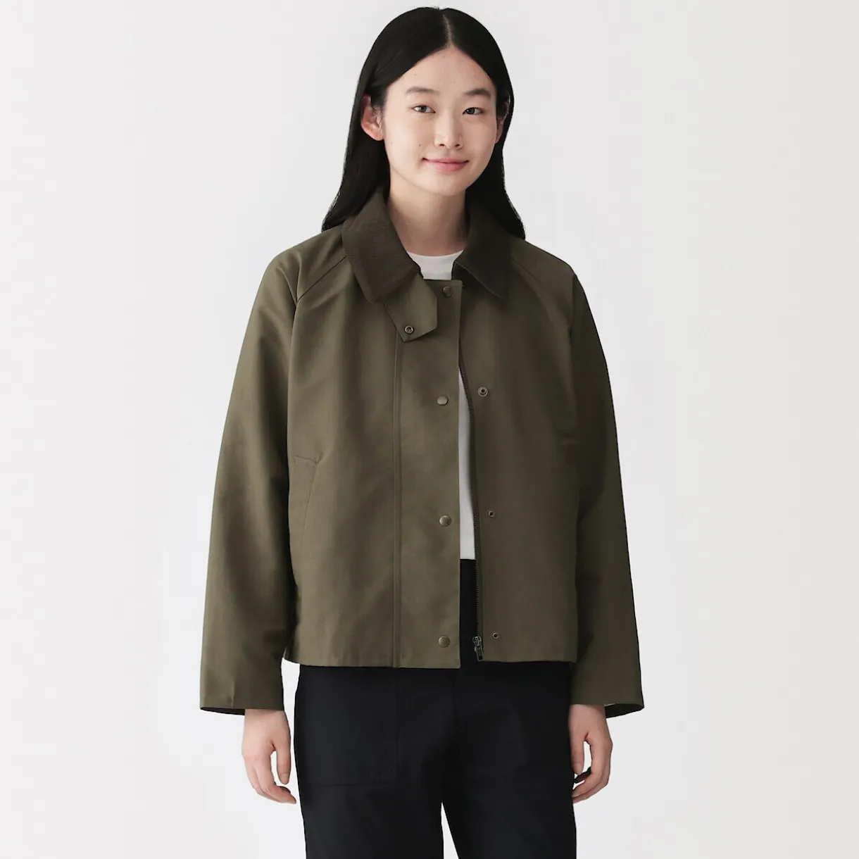 Veste à col montant en velours côtelé déperlant pour femme