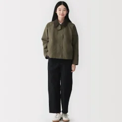 Veste à col montant en velours côtelé déperlant pour femme