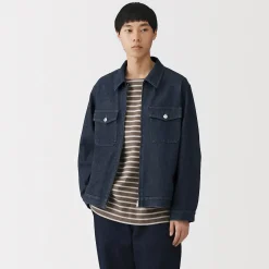 Veste à poches denim en kapok mélangé pour homme