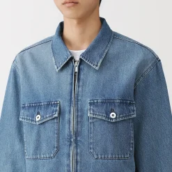 Veste à poches denim en kapok mélangé pour homme