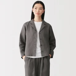 Veste chemise en lin lavé pour femme