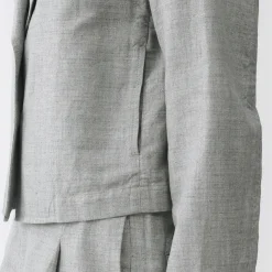 Veste courte à chevrons en mélange de lin pour femme