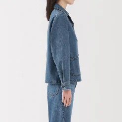 Veste de travail en denim mélangé kapok pour femme