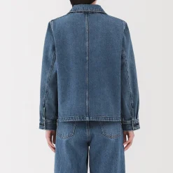 Veste de travail en denim mélangé kapok pour femme