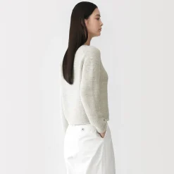 Veste tricotée bouclée en mélange de coton pour femme