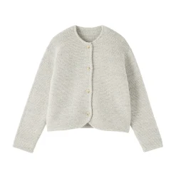 Veste tricotée bouclée en mélange de coton pour femme