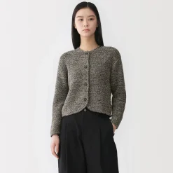 Veste tricotée bouclée en mélange de coton pour femme